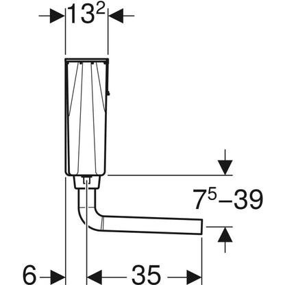 Geberit low-height concealed cistern 6/3 litres, pneumatic flush actuation