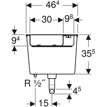 Geberit low-height concealed cistern 6/3 litres, pneumatic flush actuation