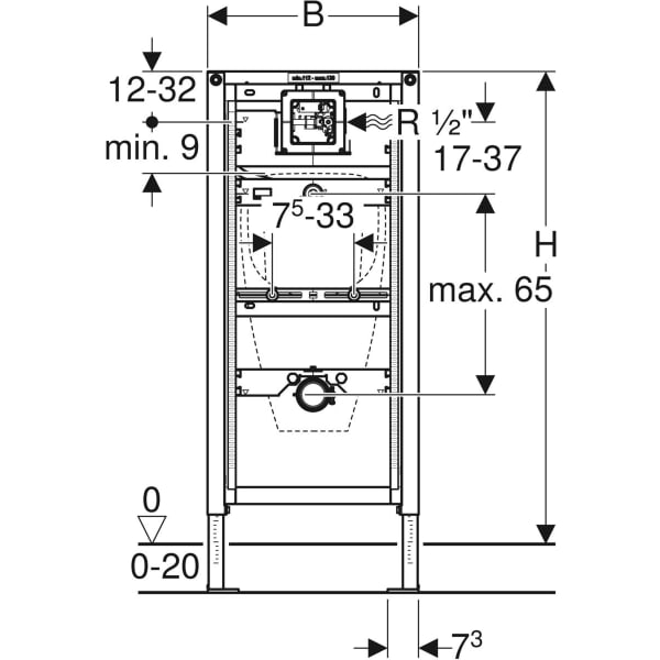 Geberit Duofix urinal frame systems 112-130cm