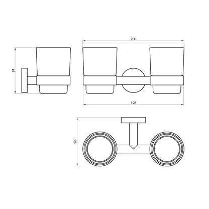 Scudo Delta Wall Mounted Double Tumbler - Chrome