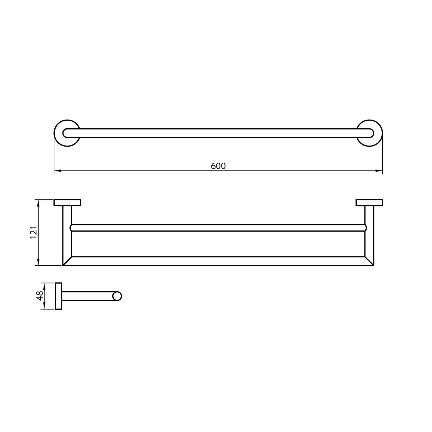 Scudo Delta Wall Mounted Double Towel Bar - Chrome