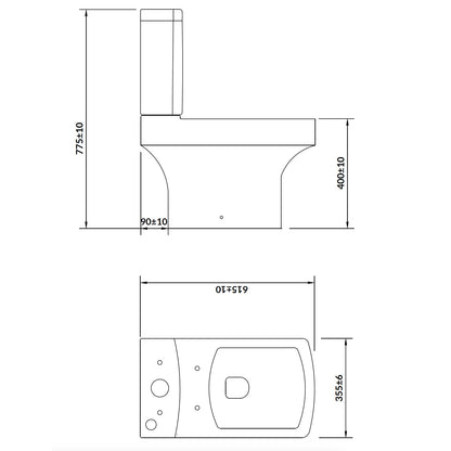 Scudo Denza Closed Coupled Open Back WC - White