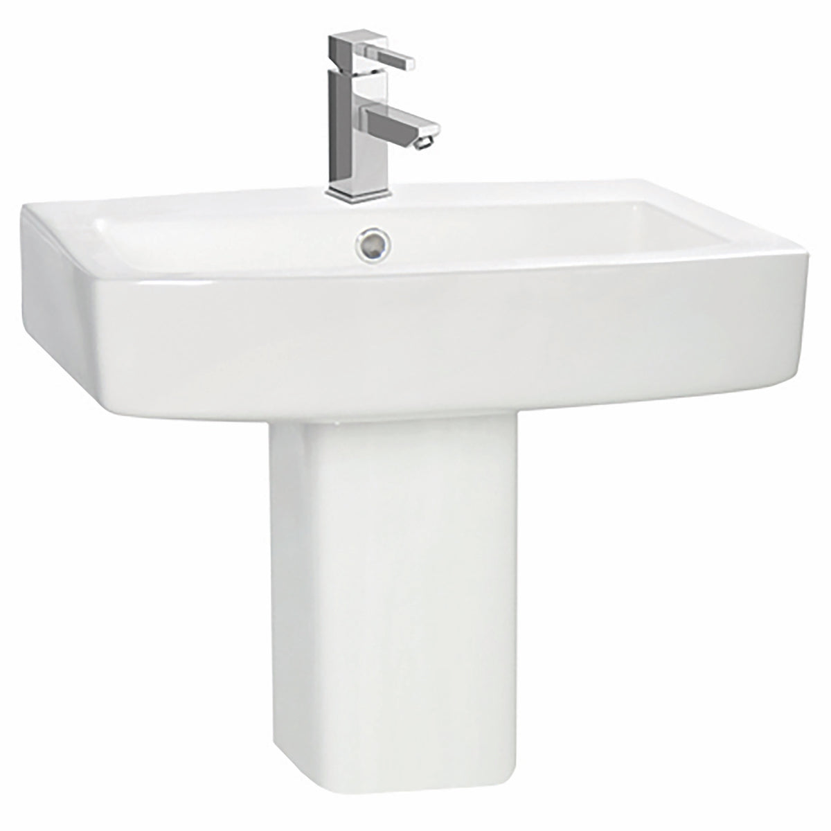 Scudo Denza 550mm x 450mm 1 Tap Hole Pedestal Basin - White