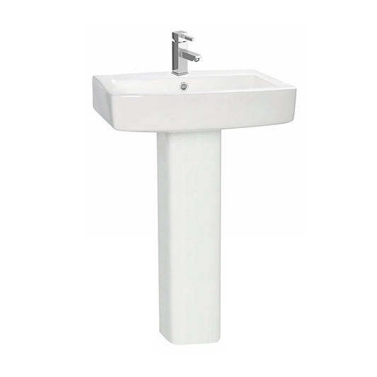 Scudo Denza 550mm x 450mm 1 Tap Hole Pedestal Basin - White