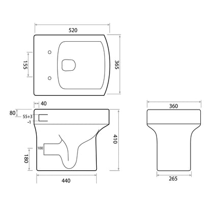 Scudo Denza Back to Wall WC - White