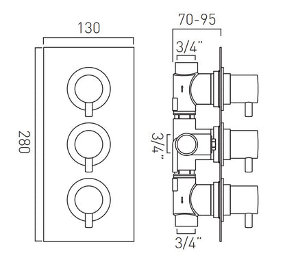 Vado DX Celsius - 2 Outlet Thermostatic Shower set