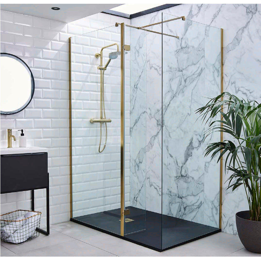 Kartell 8mm Wetroom Screen 300 x 2000mm - Brushed Brass