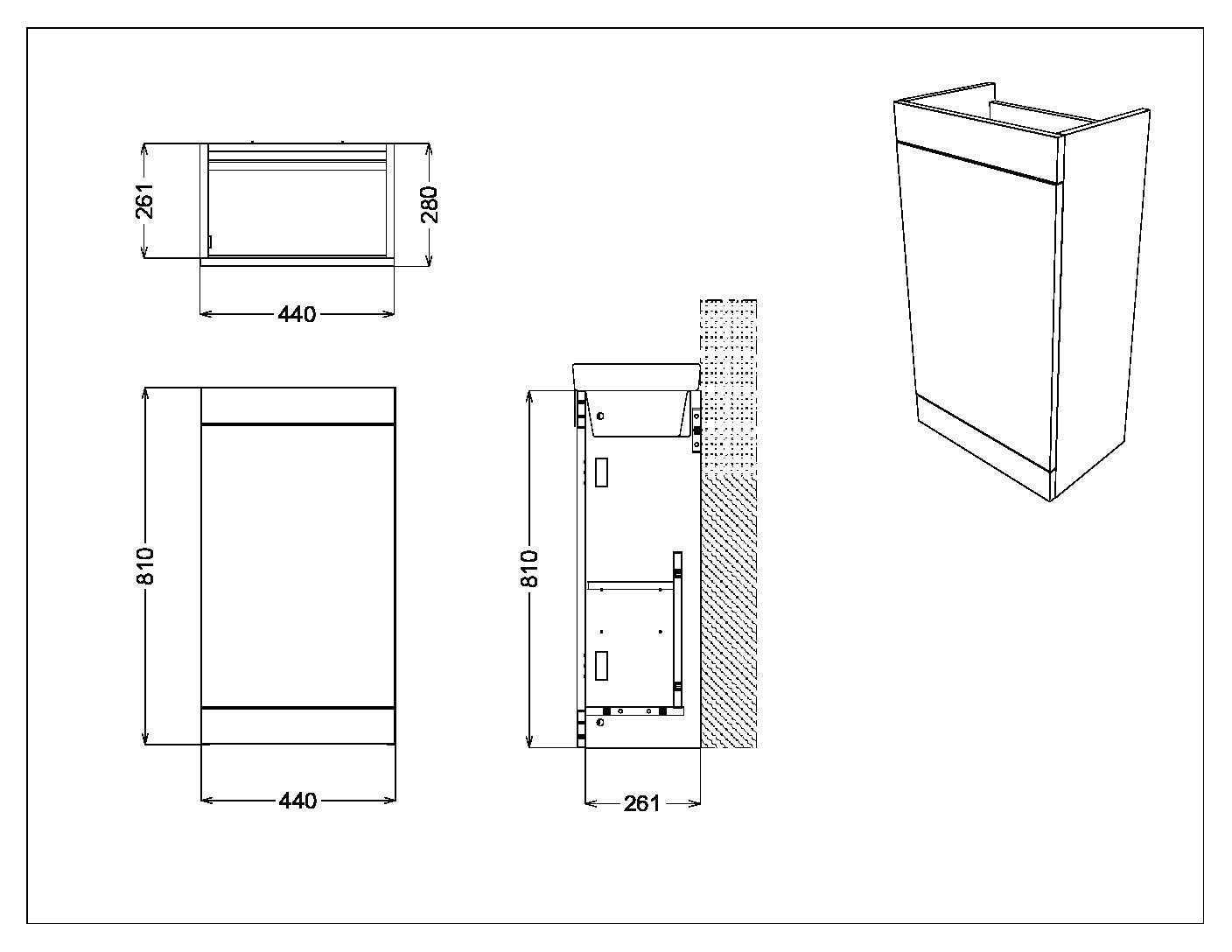 Scudo Esme 450 Compact Freestanding Cloakroom Unit