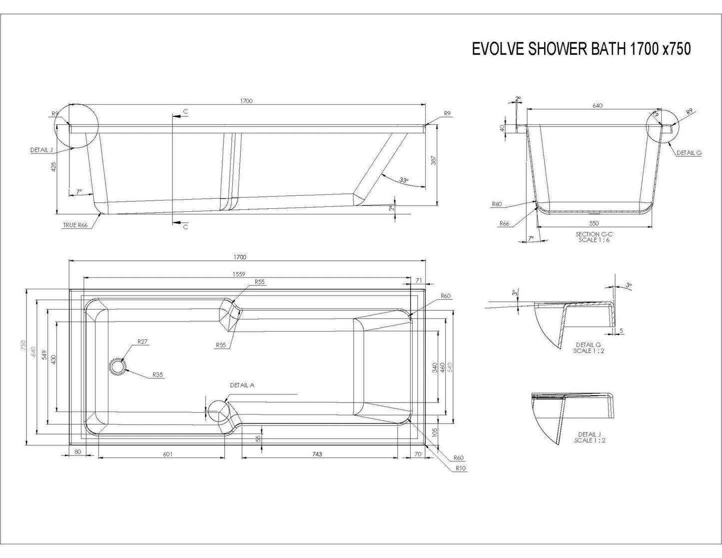 Trojan Evolve Shower Bath