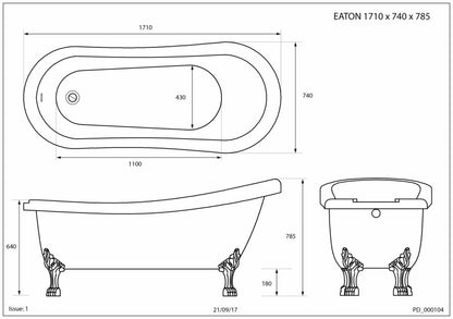 Trojan Eaton Twin Skin Slipper Roll Top Bath with Tap Ledg