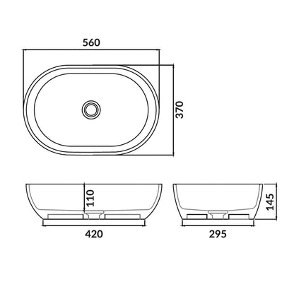 Scudo Neo 560mm x 370mm x 145mm Polymarble Countertop Basin