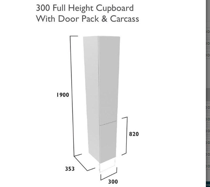 Tavistock Calm Fitted 300 Full Height Cupboard Colum With Door Pack & Carcass