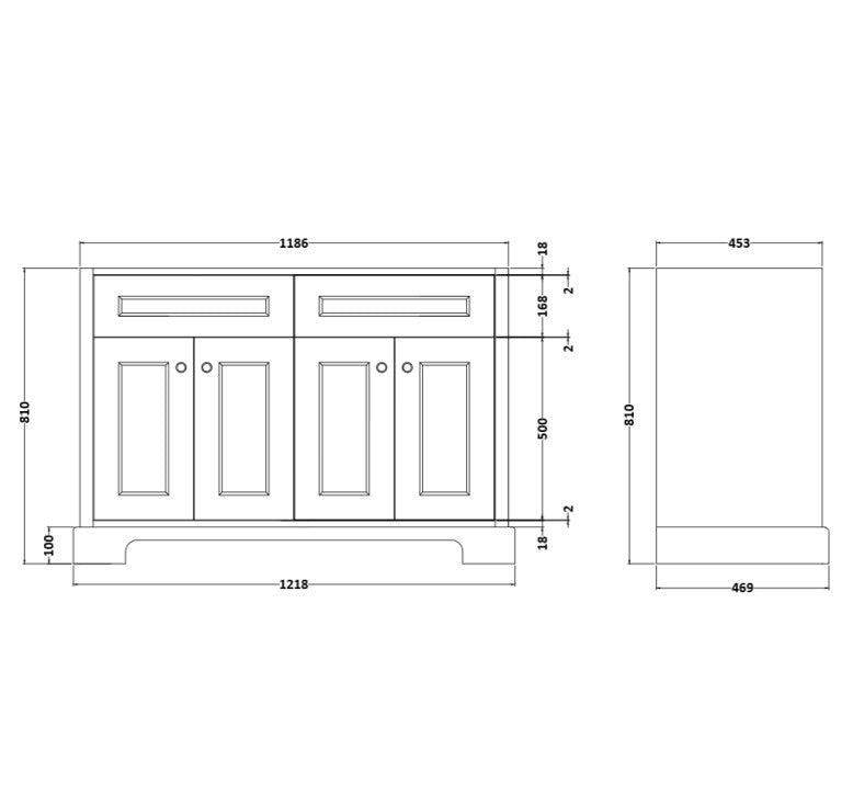 RAK-Washington 1200(2 x 600)mm Floorstanding Double Basin unit