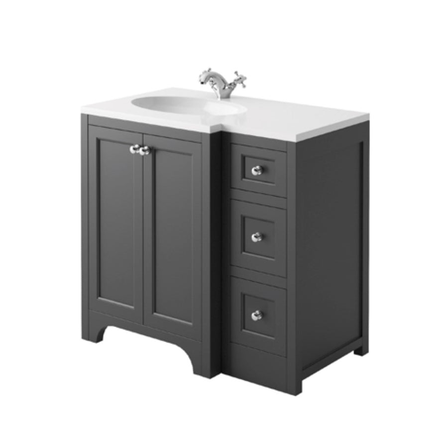 Harrogate Brunswick 1200mm Vanity Unit and Left Handed Ceramic Basin