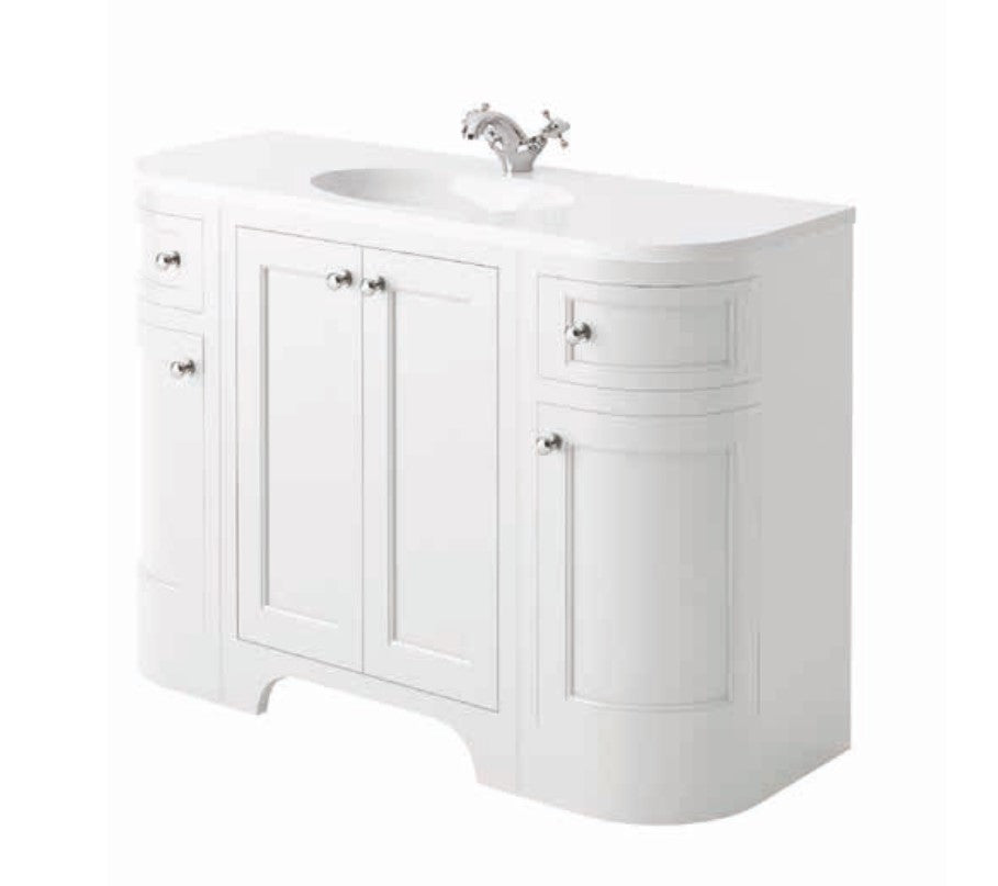 Harrogate Brunswick 1200mm Curved Vanity Unit and Central Ceramic Basin