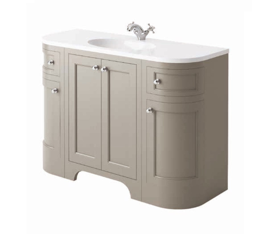 Harrogate Brunswick 1200mm Curved Vanity Unit and Central Ceramic Basin