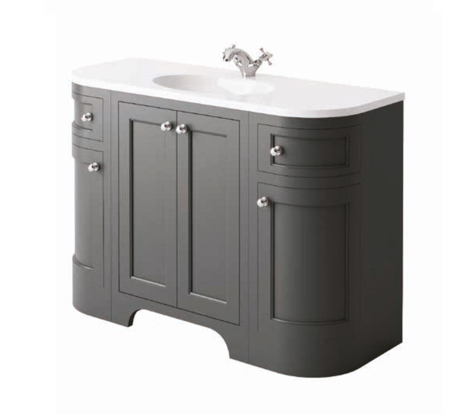 Harrogate Brunswick 1200mm Curved Vanity Unit and Central Ceramic Basin