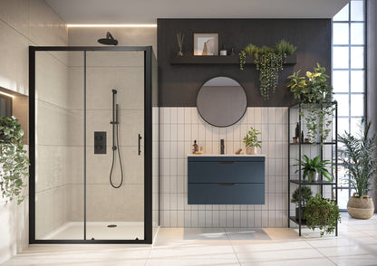 Scudo 6mm Sliding Shower Door  (1850mm) - Black Glass