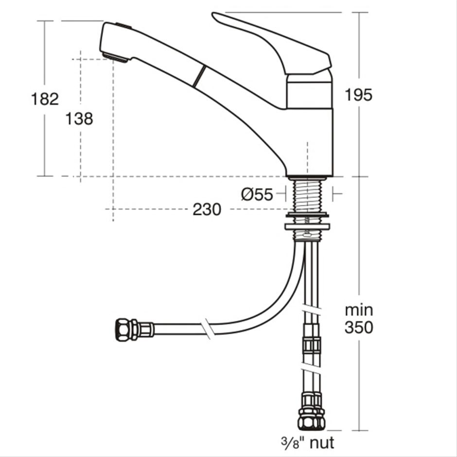 Ideal Standard Cerasprint Single Lever 1TH Sink Mixer with Pull Out Spout HP - Chrome