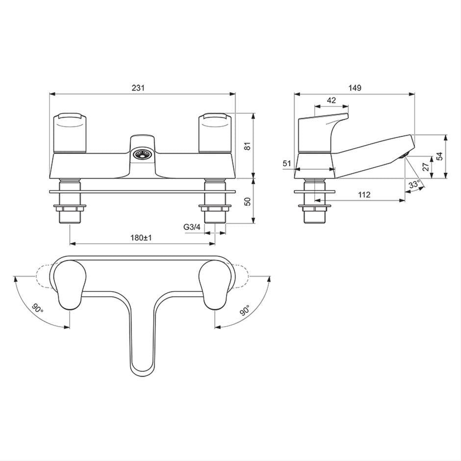 Ideal Standard Cerabase Dual Control Bath Filler