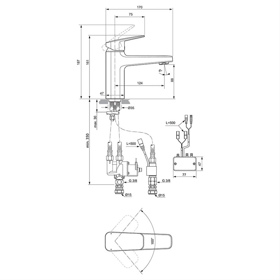 Ideal Standard Ceraplan IX Single Lever Sensor Hybrid Basin Mixer