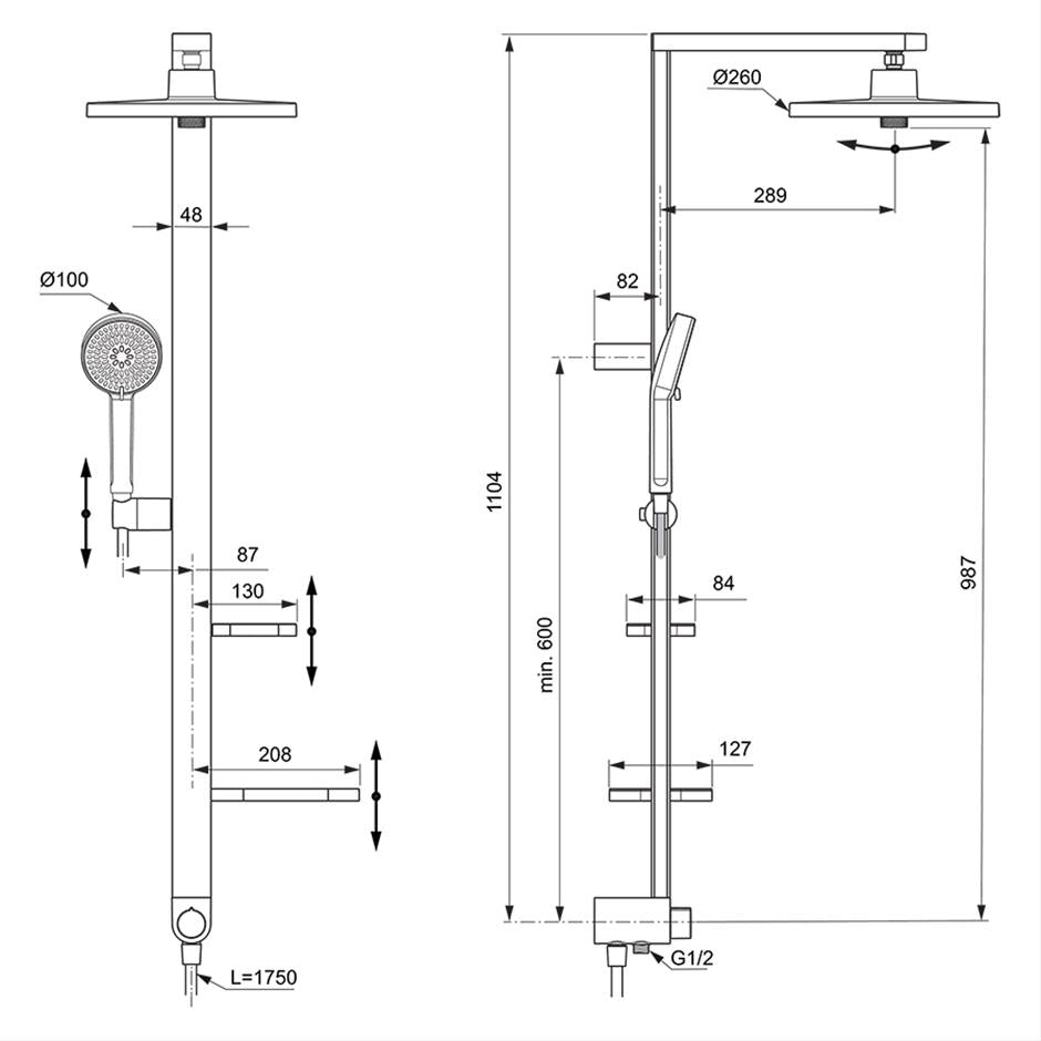 Ideal Standard Ceratherm ALU+ Shower Diverter System and Shelves