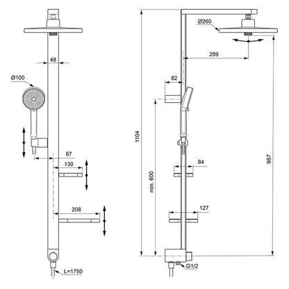 Ideal Standard Ceratherm ALU+ Shower Diverter System and Shelves