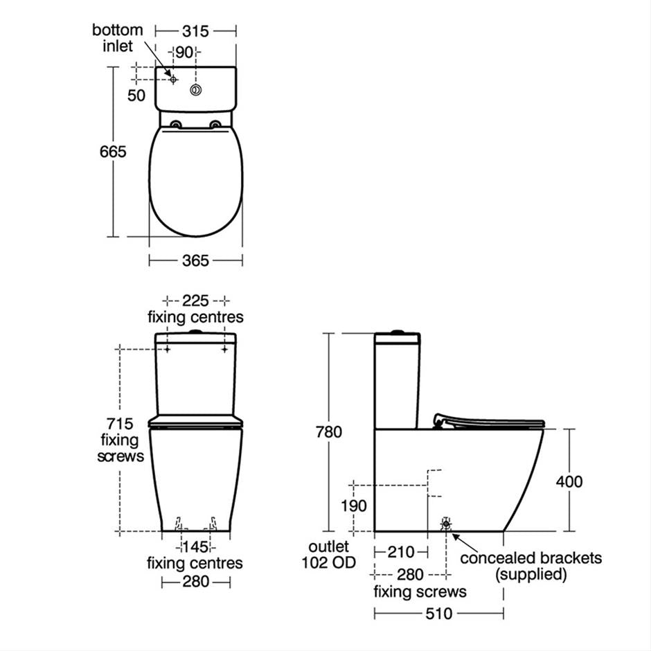 Ideal Standard Concept Close Coupled Back To Wall Toilet