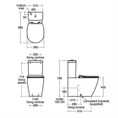 Ideal Standard Concept Close Coupled Back To Wall Toilet