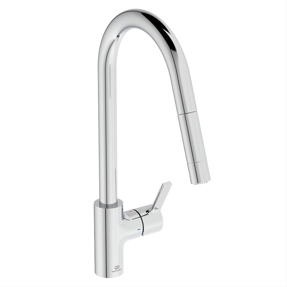 Ideal Standard Gusto L Spout Kitchen Mixer With 2 Function Pull Down Spout