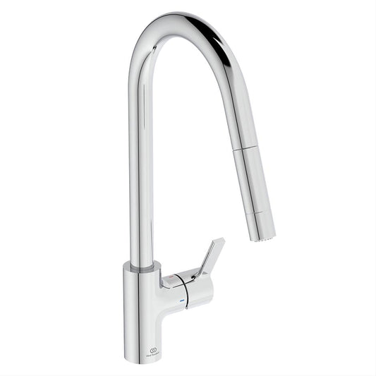 Ideal Standard Gusto L Spout Kitchen Mixer With 2 Function Pull Down Spout