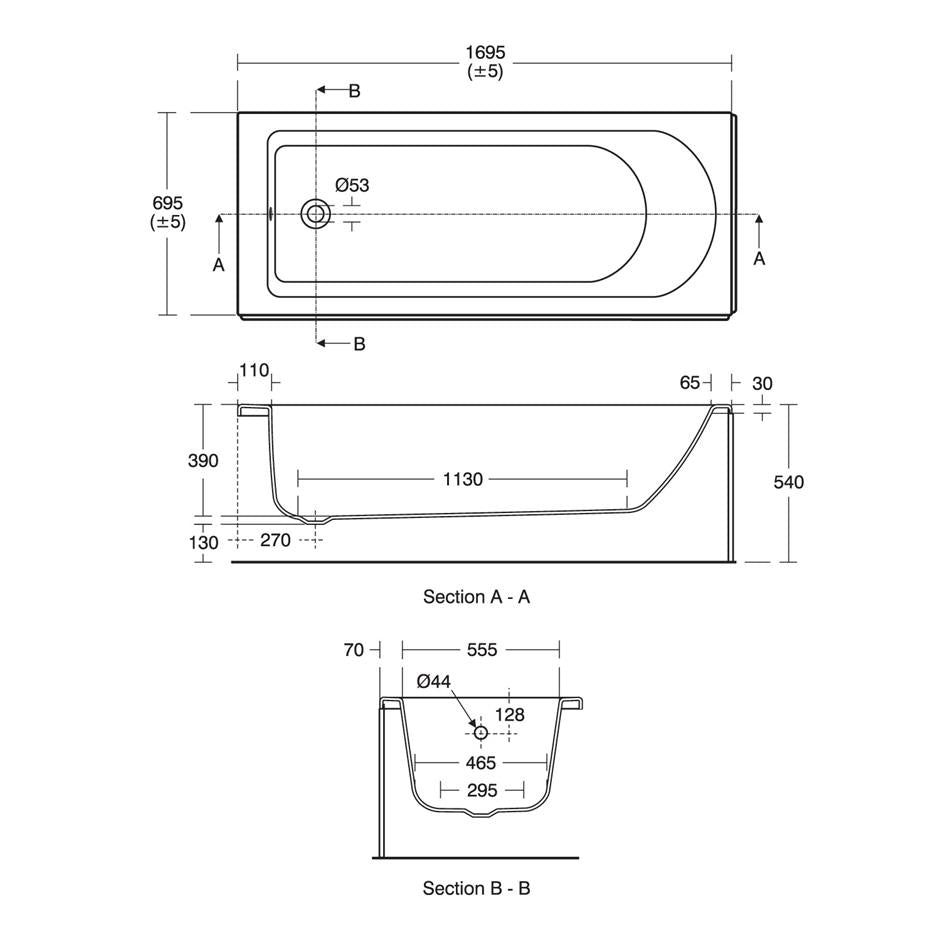 Ideal Standard Tesi Idealform Watersaving Bath 1700 x 700mm NTH