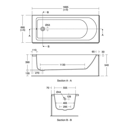 Ideal Standard Tesi Idealform Watersaving Bath 1700 x 700mm NTH