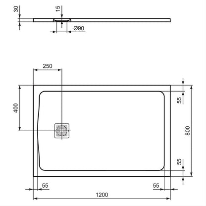 Ideal Standard UltraFlat S+ Rectangular Shower Trays with SS Waste cover