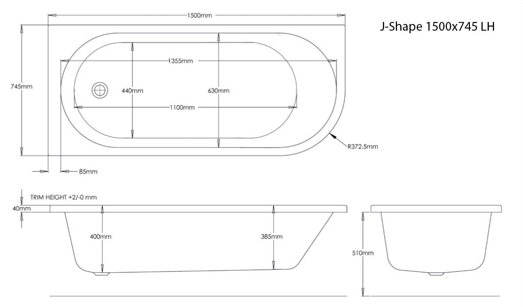 Trojan J-Shaped Bath