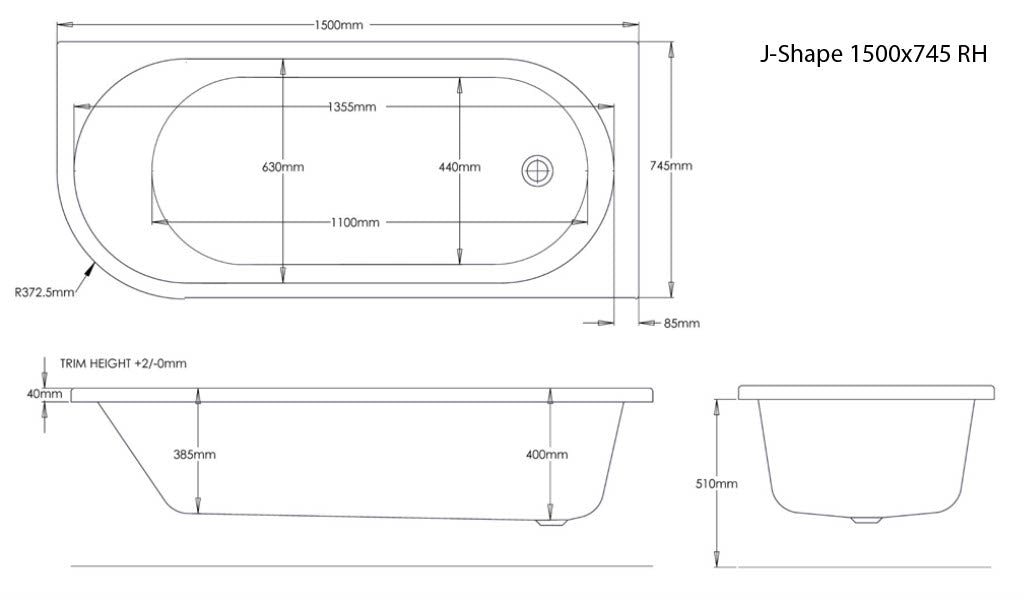 Trojan J-Shaped Bath