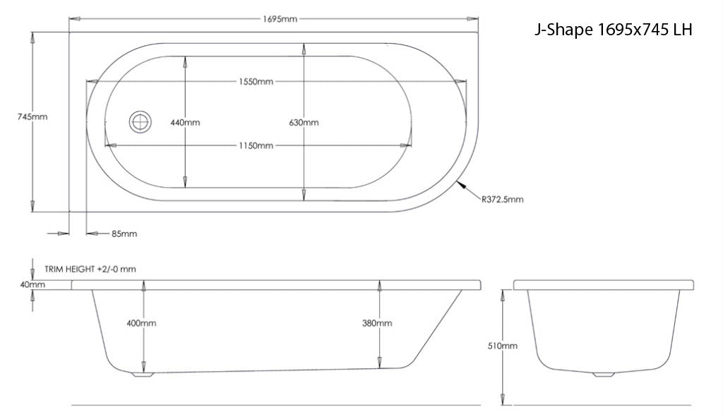 Trojan J-Shaped Bath