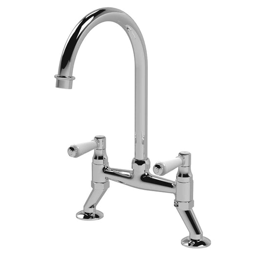 Nuie Bridge Sink Mixer with Topaz Lever