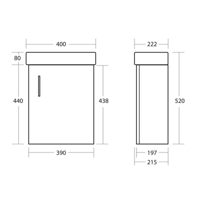 Scudo Lanza 390mm x 440mm Cloakroom Wall Mounted Vanity Unit - White High Gloss