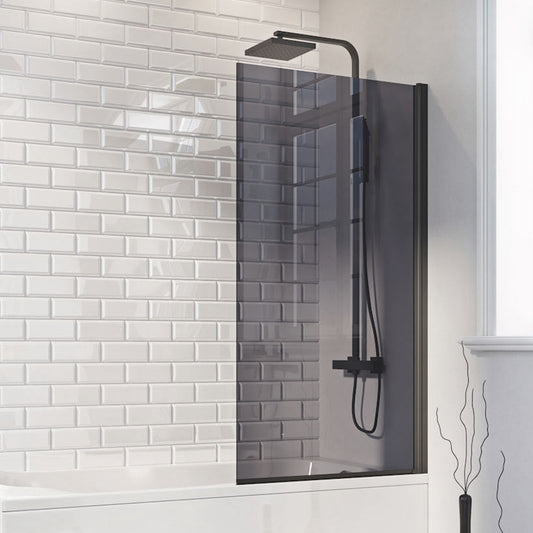 Scudo S6 1400mm x 800mm x 6mm Square Edge Bath Screen - Black