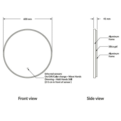 Scudo Macie 600mm LED Round Mirror