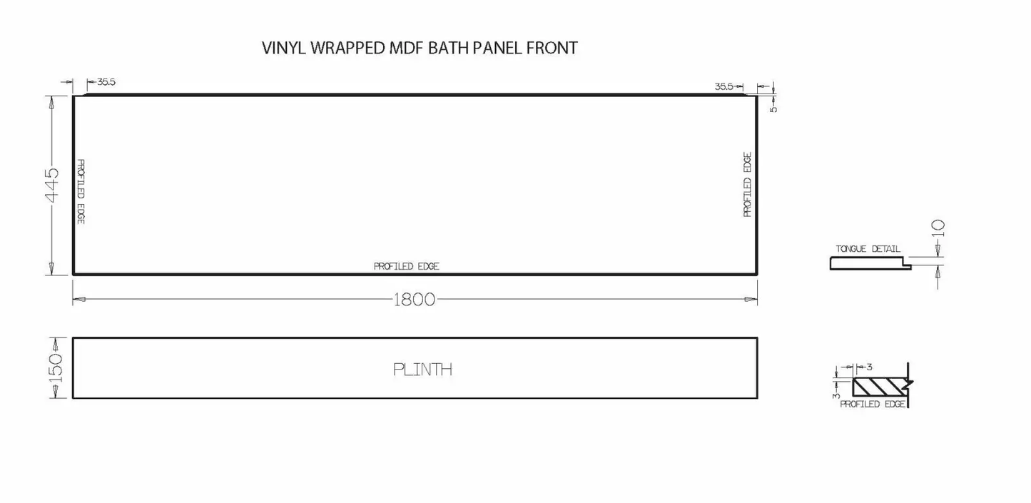 Trojan MDF Panels Rectangular Bath Panels