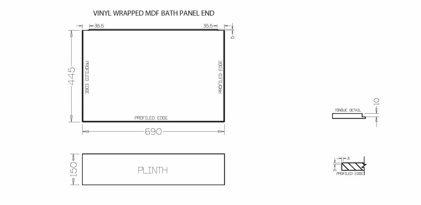 Trojan MDF Panels Rectangular Bath Panels