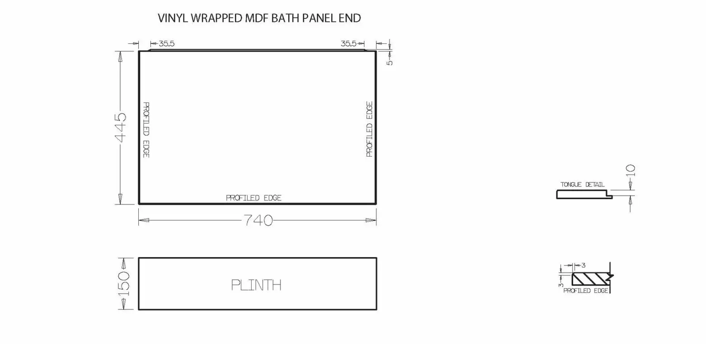 Trojan MDF Panels Rectangular Bath Panels