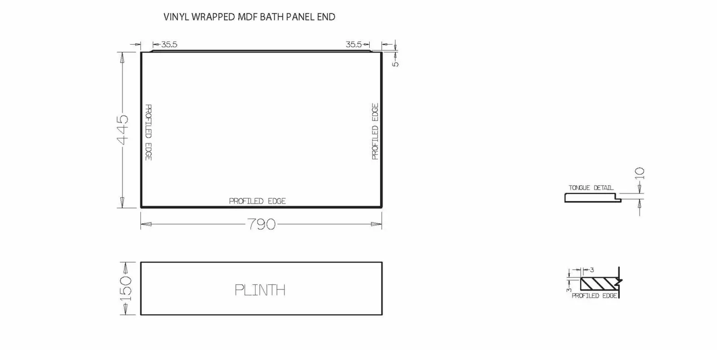 Trojan MDF Panels Rectangular Bath Panels