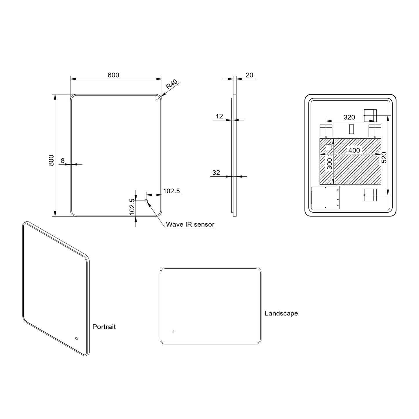 Scudo Alfie Soft Square LED Mirror