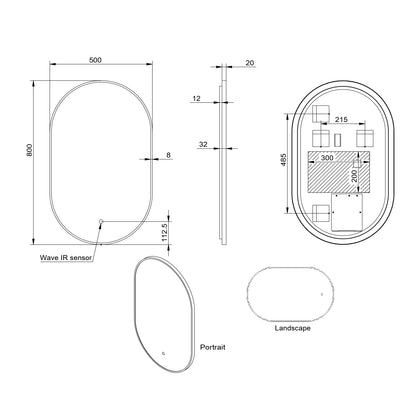 Scudo Aubrey 500 x 800mm Tablet Mirror