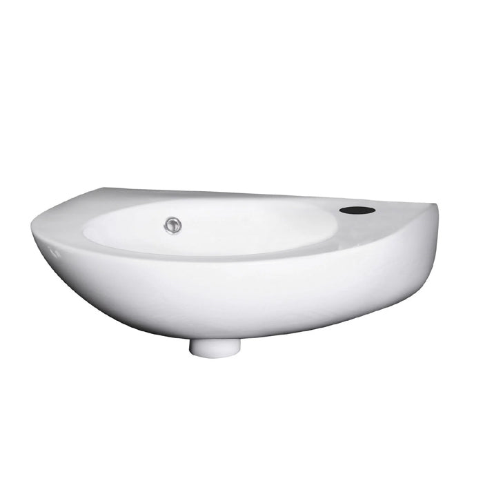 Nuie Melbourne D-Shaped Wall Hung 1TH Basin With overflow