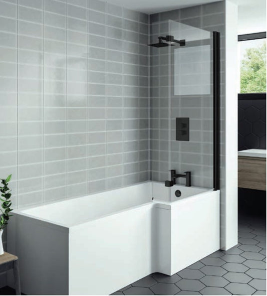 Kartell Nero L Shaped Shower Bath Screen