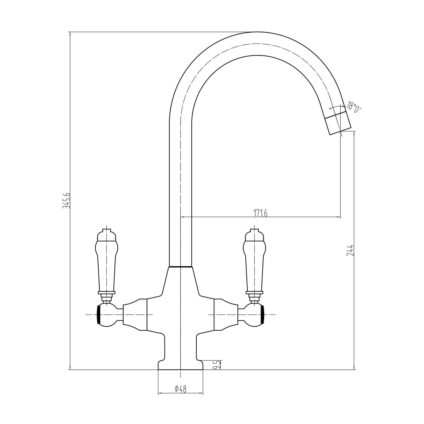 Scudo Harrogate 1 Tap Hole Kitchen Tap